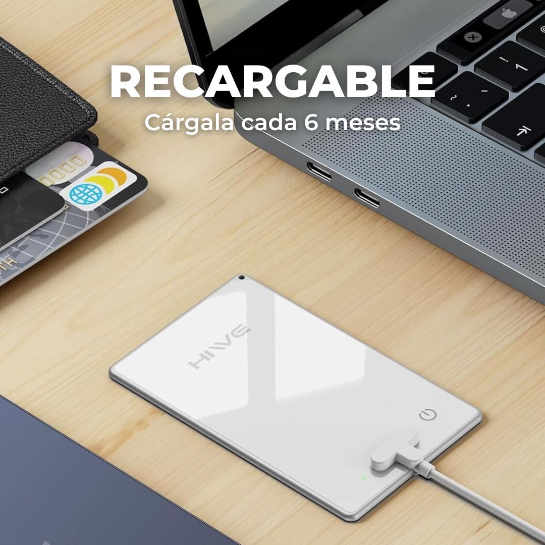 Rastreador recargable HIWE tipo tarjeta compatible con Find My de Apple (iOS)