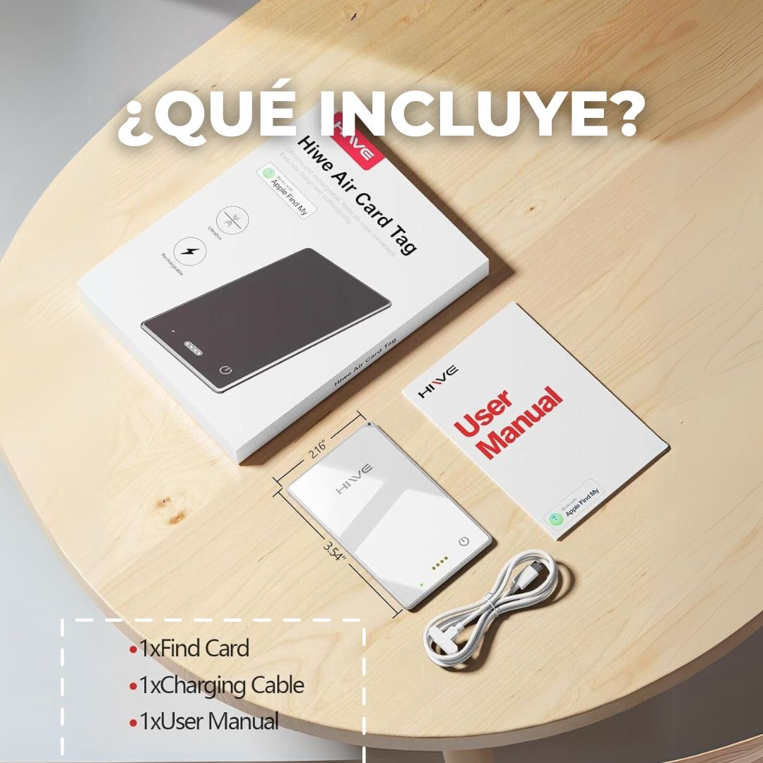 Rastreador recargable HIWE tipo tarjeta compatible con Find My de Apple (iOS)