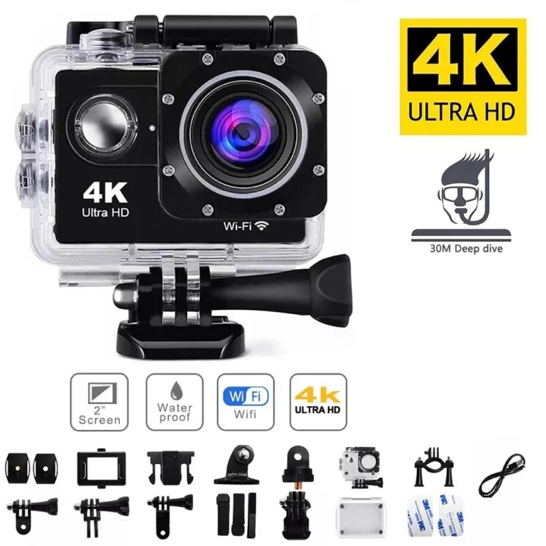 Cámara deportiva 4K Wifi 1080P HD sumergible con accesorios