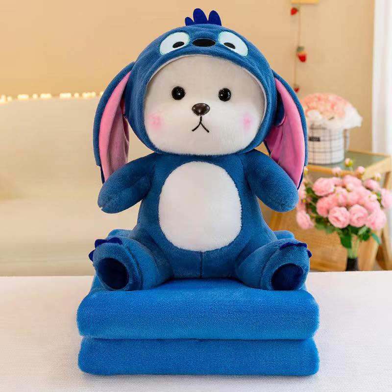Peluche oso con disfraz de Stich y Lotso con capucha extraíble