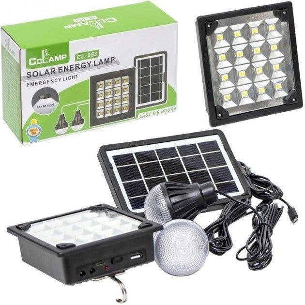 Set lampara + 2 focos con panel solar