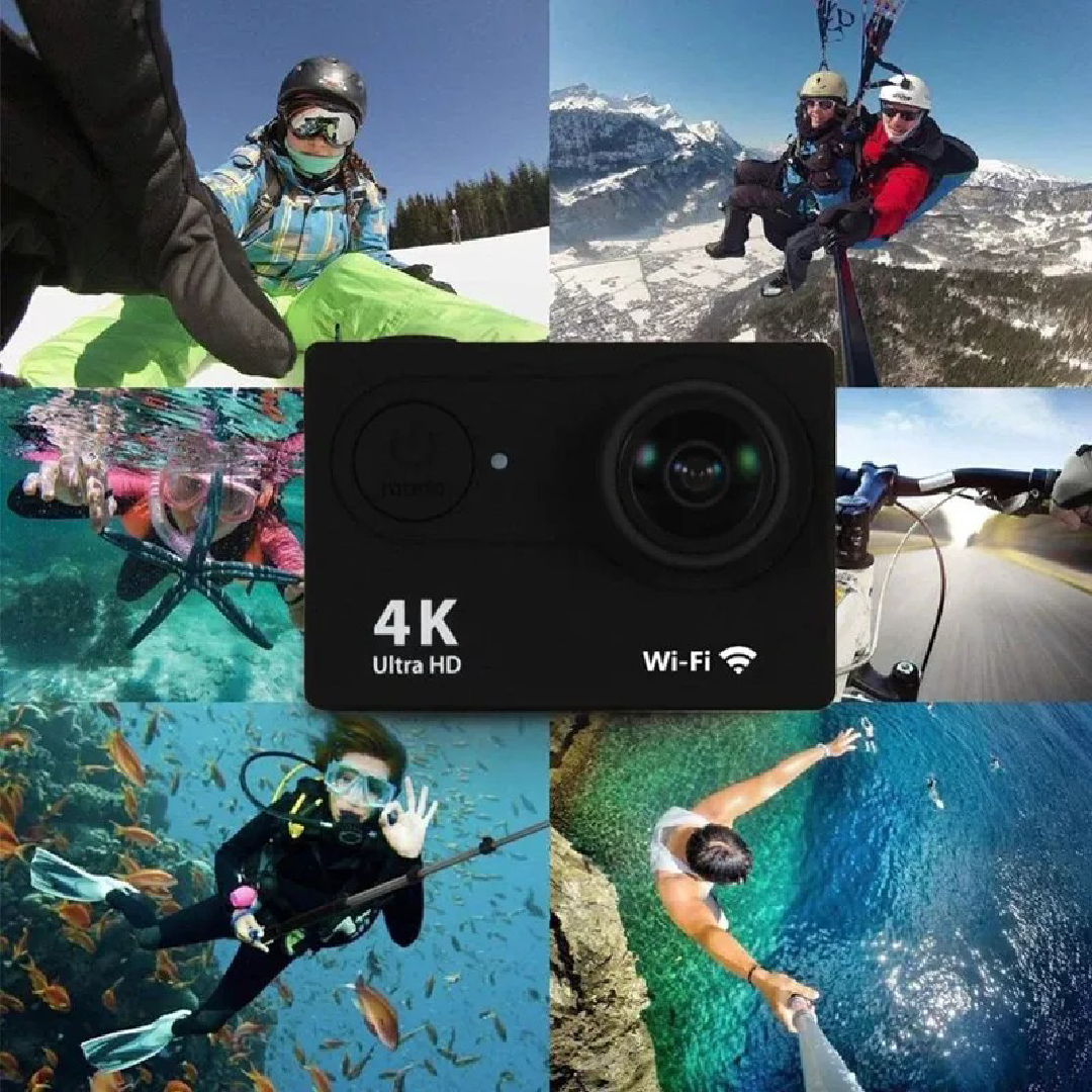 Cámara deportiva 4K Wifi 1080P HD sumergible con accesorios