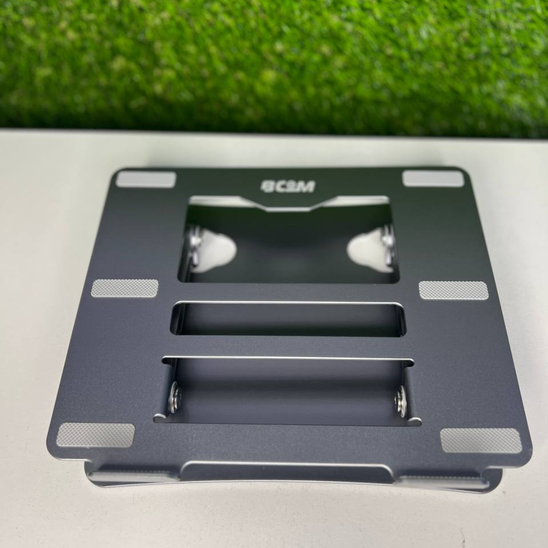 Soporte metálico ajustable para laptop con base antideslizante