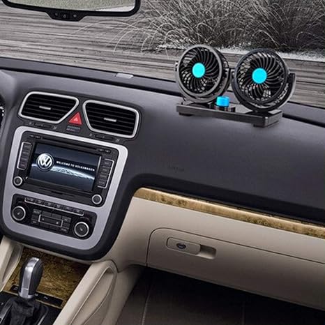 Ventilador Doble Para Auto Con Conexión 12v Rotacion 360º
