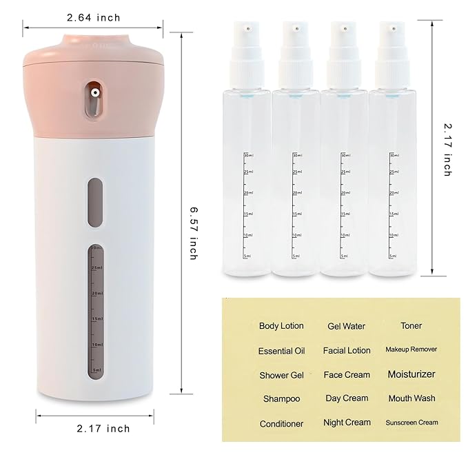 Dispensador portatil de almacenamiento para viajes 4 en 1