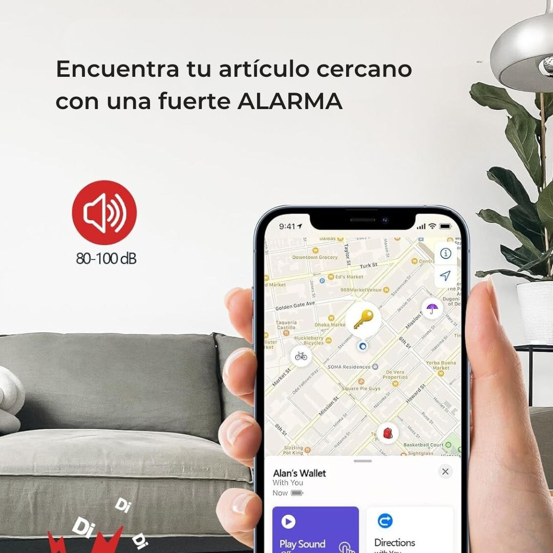 Rastreador recargable HIWE tipo tarjeta compatible con Find My de Apple (iOS)