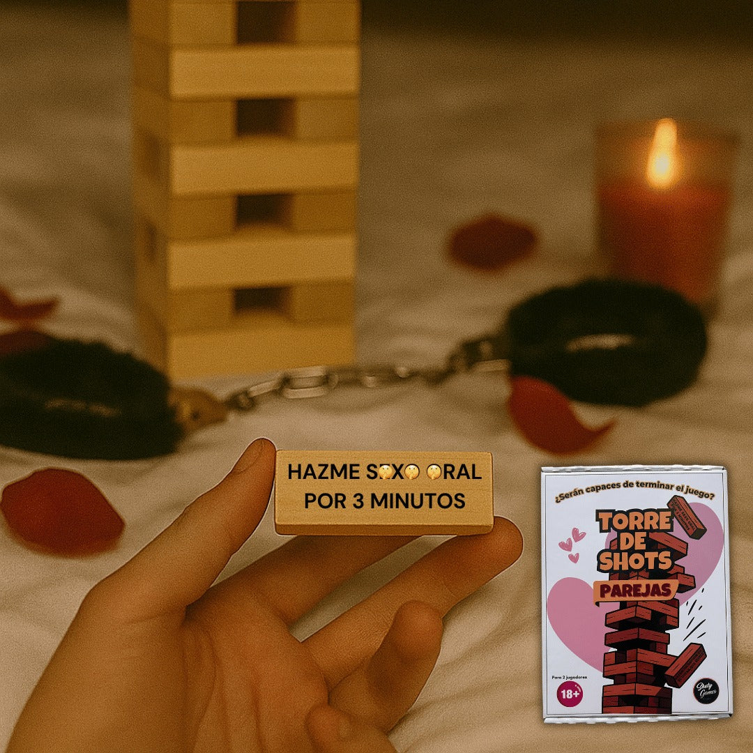 Jenga de 51 bloques y un vaso, Torre de Shots – Parejas +18