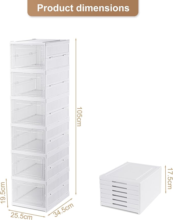 Estante zapatera plegable con tapa 6 pisos 105x26x35CM