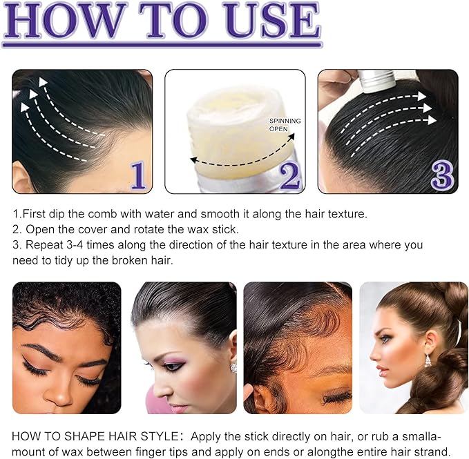 Barra de cera para el cabello para mujeres para peinar