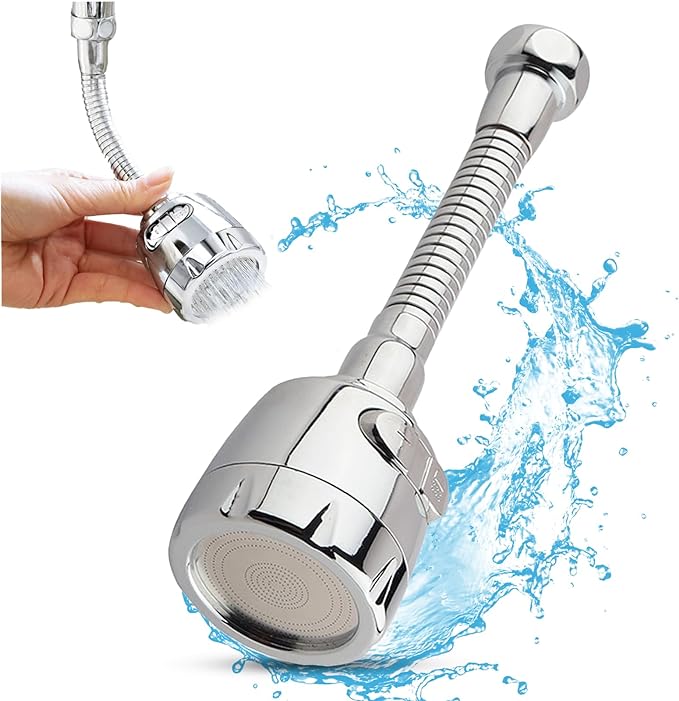 Grifo de ducha con aireador universal de acero inoxidable de 360 grados