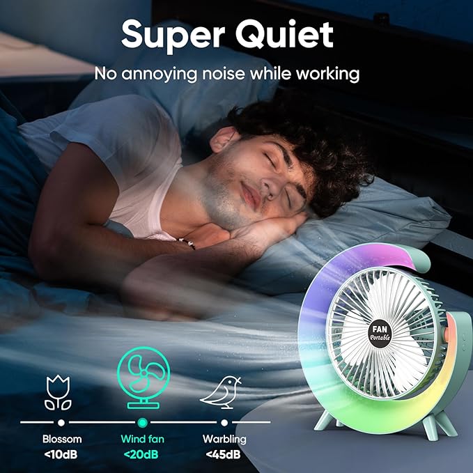 Ventilador de mesa portátil de 3 velocidades de inclinación de 180°
