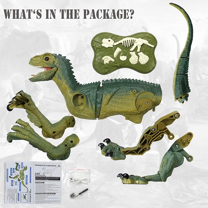Juguete dinosaurio recargable a control remoto - velociractor