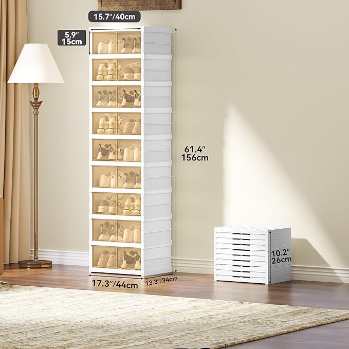 Estante Zapatera Plegable Con Tapa 2 Pares - 6 Pisos 106x44x35CM
