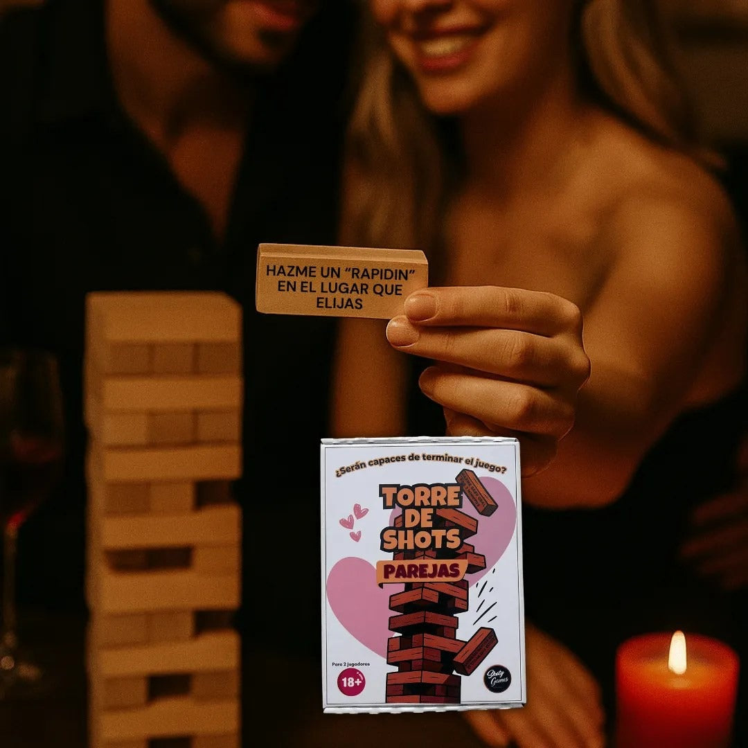 Jenga de 51 bloques y un vaso, Torre de Shots – Parejas +18
