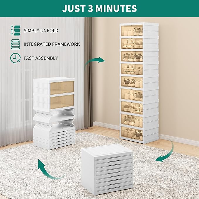 Estante Zapatera Plegable Con Tapa 2 Pares - 6 Pisos 106x44x35CM