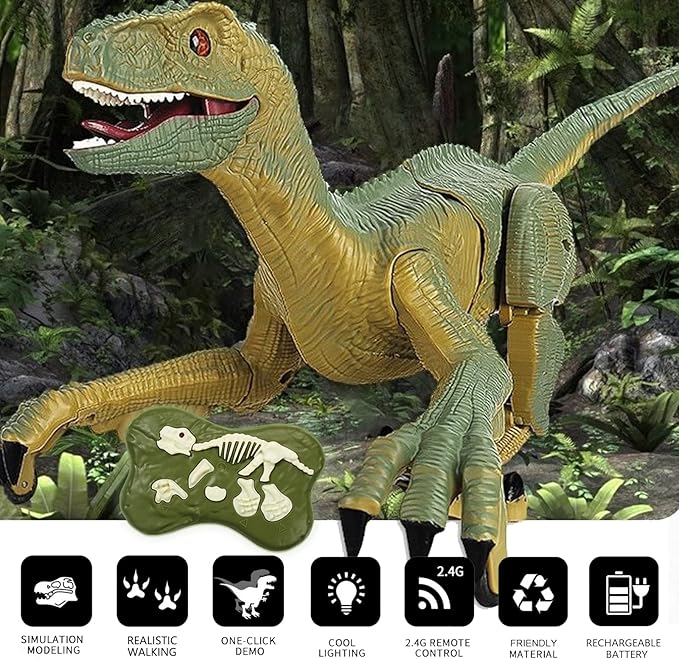 Juguete dinosaurio recargable a control remoto - velociractor