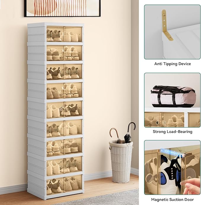 Estante Zapatera Plegable Con Tapa 2 Pares - 6 Pisos 106x44x35CM