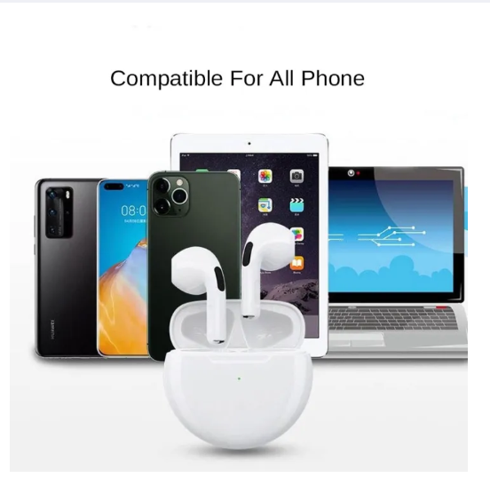 Audífono bluetooth airpods pro 6 con sonido estéreo y diseño ergonómico