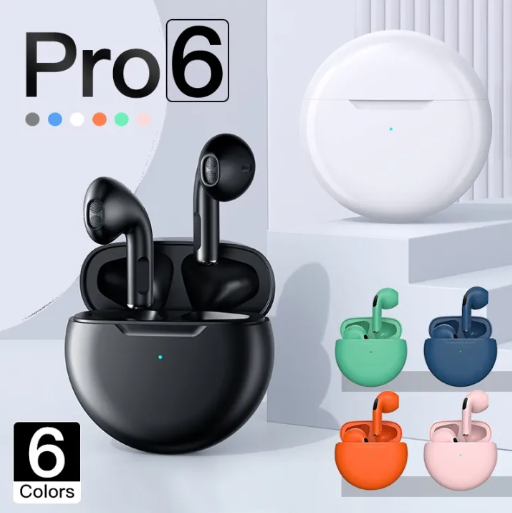 Audífono bluetooth airpods pro 6 con sonido estéreo y diseño ergonómico