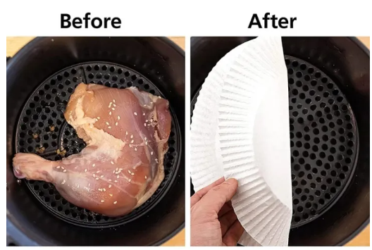 Papel de freidora de aire 50 unds esencial para cocinar de forma saludable y sin desorden