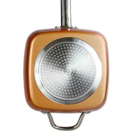 Sartén antiadherente 3en1 con tapa de vidrio, cesta para freír y rejilla para cocinar al vapor