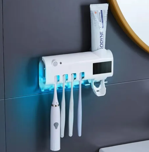 Dispensador de pasta dental y porta cepillos con luz UV para una higiene avanzada