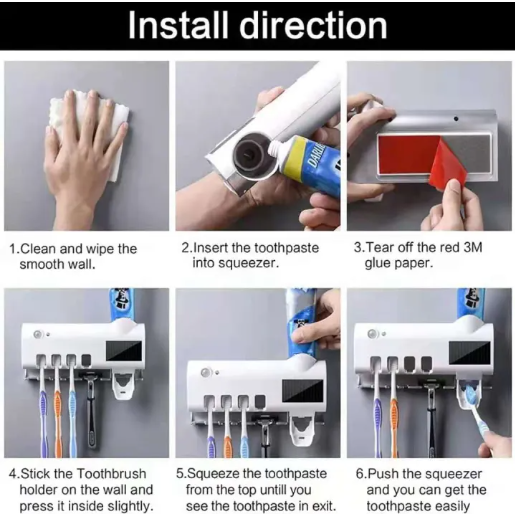 Dispensador de pasta dental y porta cepillos con luz UV para una higiene avanzada