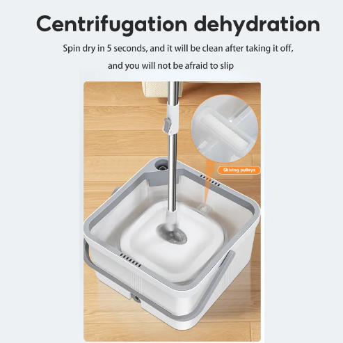Trapeador plano giratorio con cubo de separación de agua limpia y aguas residuales