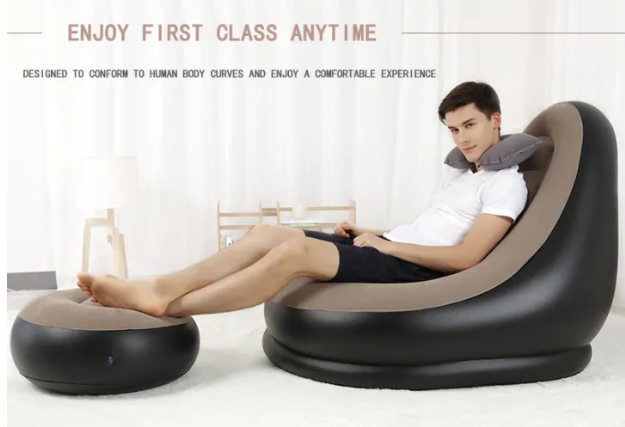 Sillón inflable ergonómico con reposapiés ideal para descansar y relajarse