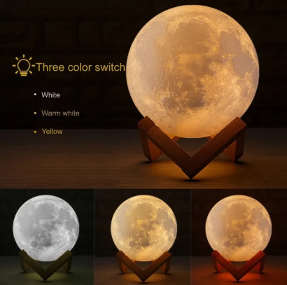 Difusor diseño inspirado en la luna humidificador de ambiente con 3 tonos de luz