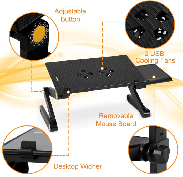 Soporte ajustable con ventilador para laptop + alfombrilla de mouse