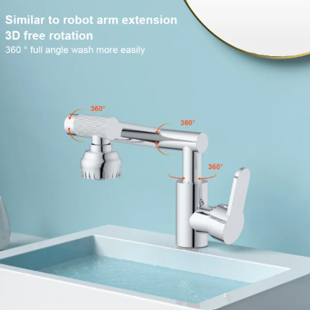 Grifo giratorio 360° con acabado plateado diseño innovador y elegante