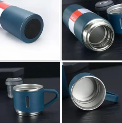 Termo de 500ml máxima eficacia con 3 vasos y dispensador seguro para bebidas