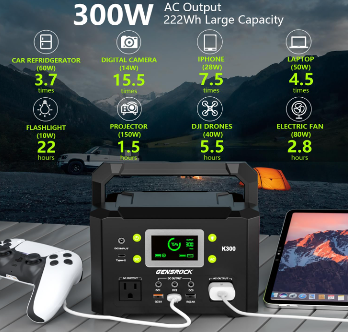 Estación de energía portátil 300W batería de litio de 222 Wh - GenSrock