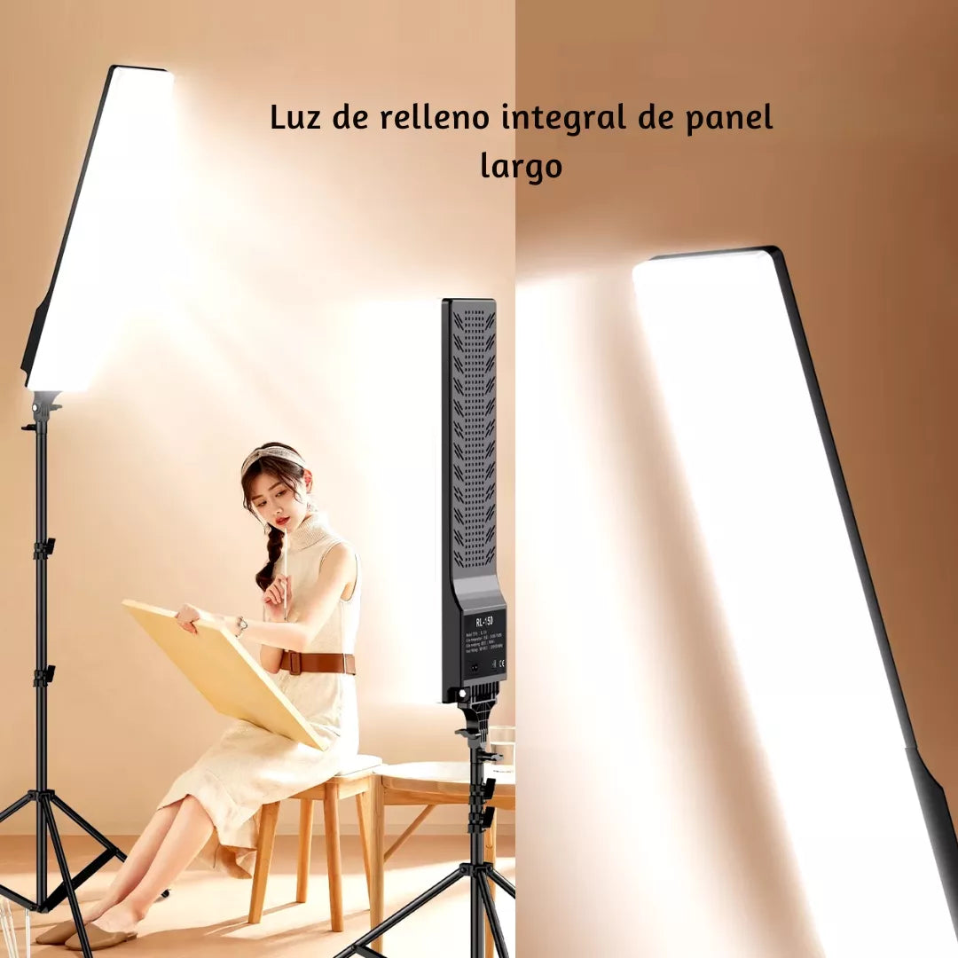 Panel Luz Led RL150 Rectangular 62x14Cm + Control,Trípode 200Cm