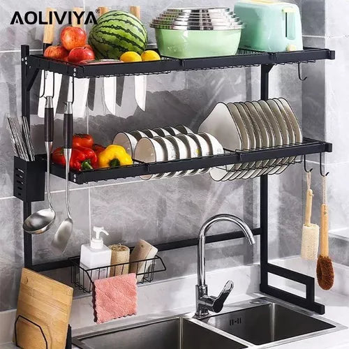 Platera De Cocina Acero Inoxidable Color Negra Escurridor