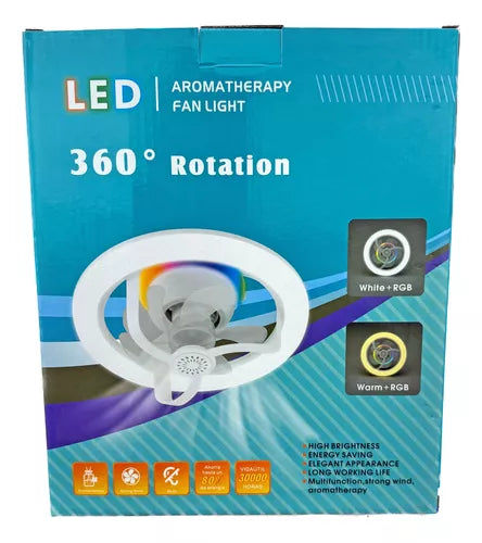 Ventilador Lámpara Foco Led Rgb Silencioso Aromaterapia