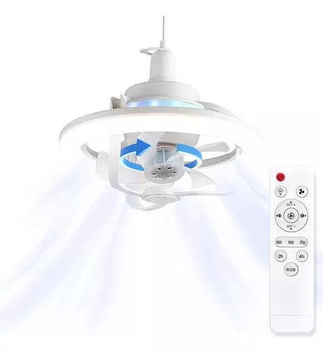 Ventilador Lámpara Foco Led Rgb Silencioso Aromaterapia
