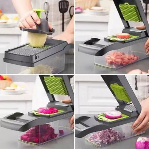 Picadora rallador cortador rebanador, manual de verduras fruta 14 en 1