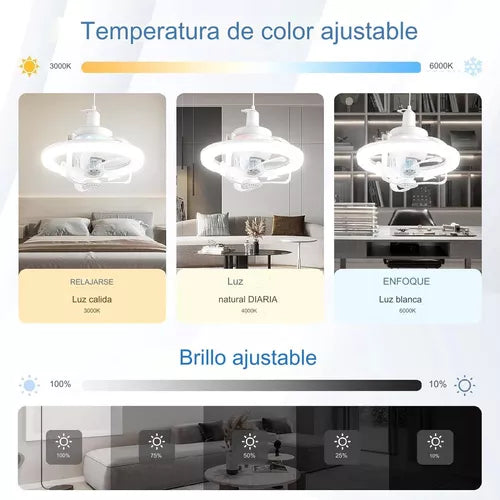 Ventilador Lámpara Foco Led Rgb Silencioso Aromaterapia