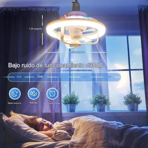 Ventilador Lámpara Foco Led Rgb Silencioso Aromaterapia