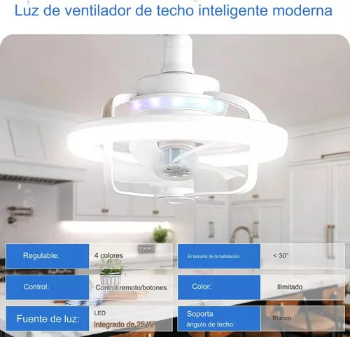 Ventilador Lámpara Foco Led Rgb Silencioso Aromaterapia