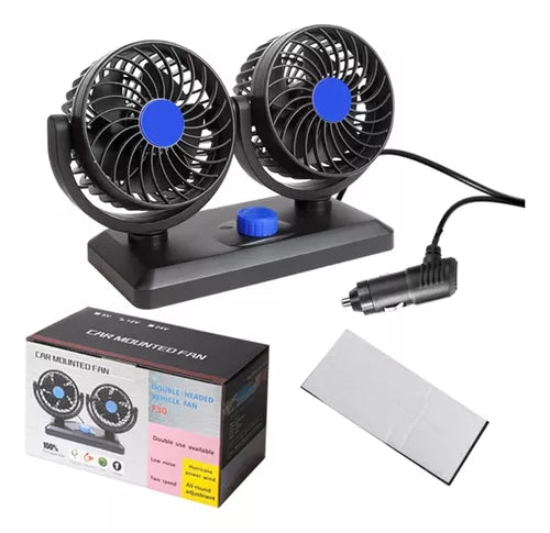 Ventilador Doble Para Auto Con Conexión 12v Rotacion 360º
