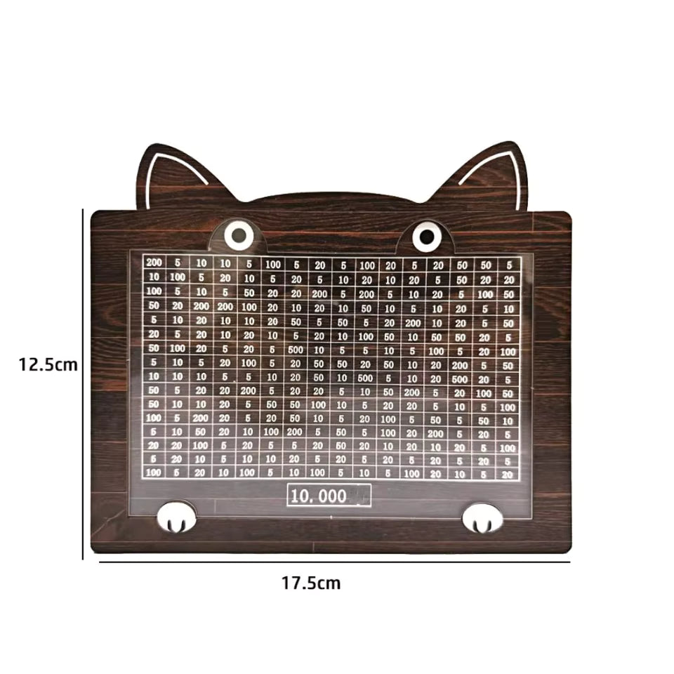 Alcancía Motivadora de Madera para Ahorrar Estilo Gatito + Marcador