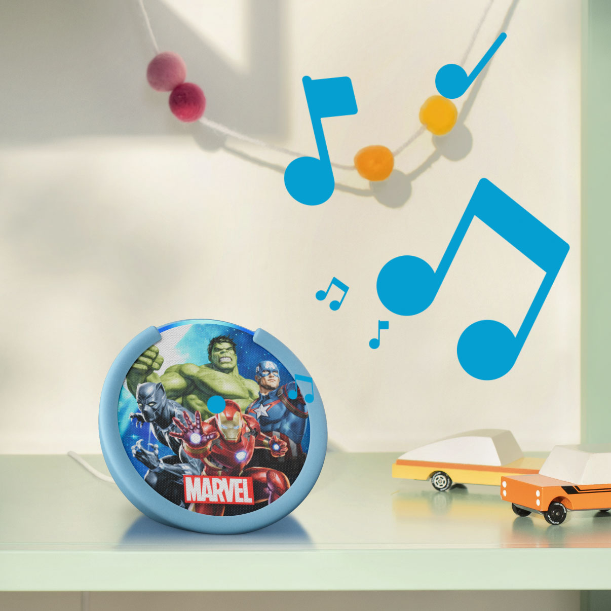 Parlante Alexa Echo Pop Kids Amazon Diseñado para Niños (Marvel)