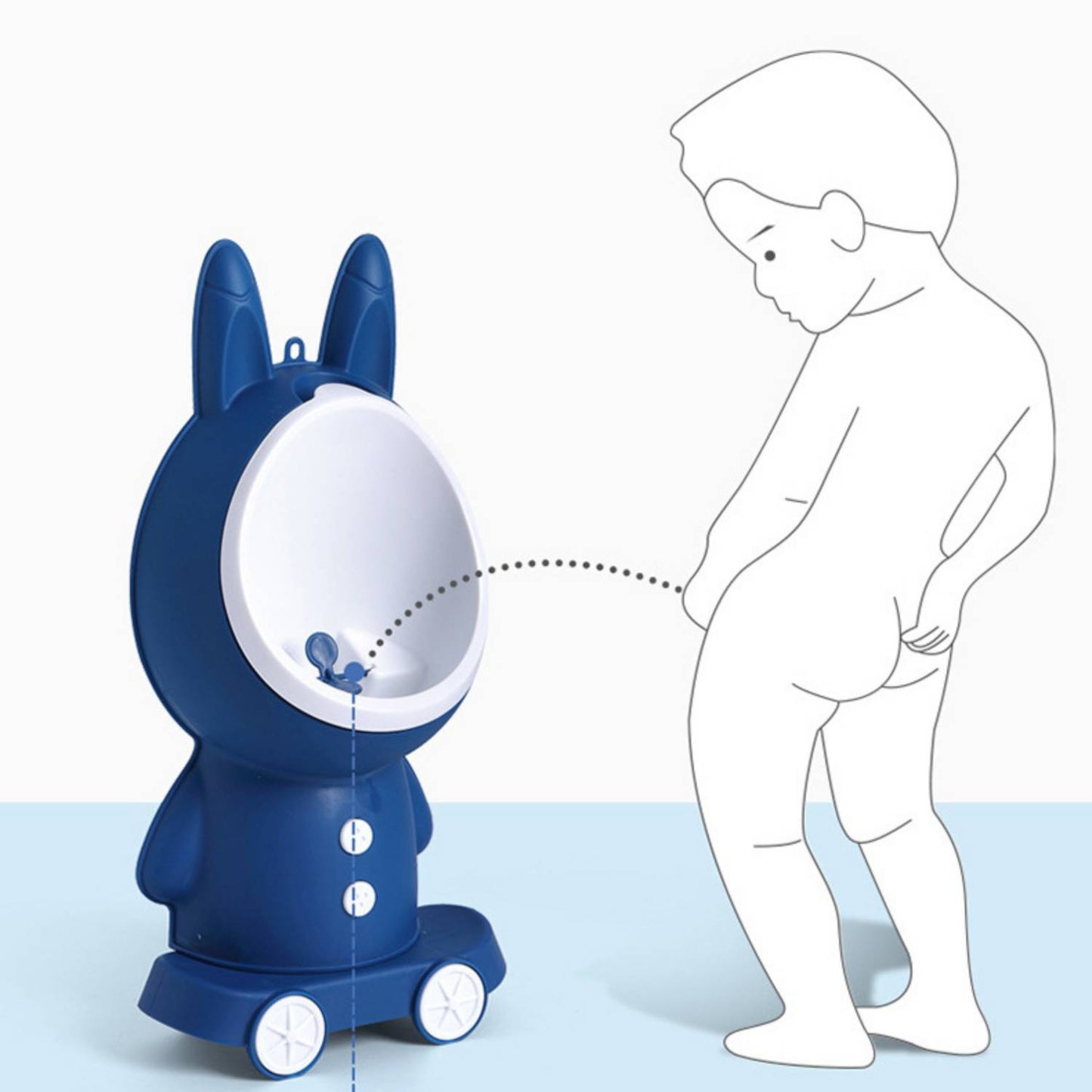 Inodoro portatil infantil estilo conejo montado en la pared para bebé 50cm