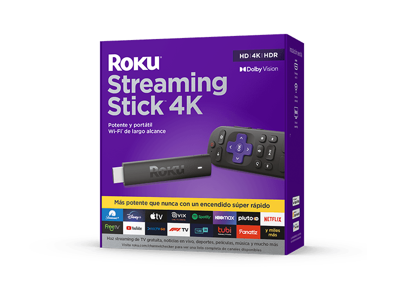 Roku Streaming Stick 4k HD/HDR control remoto por voz y TV en vivo