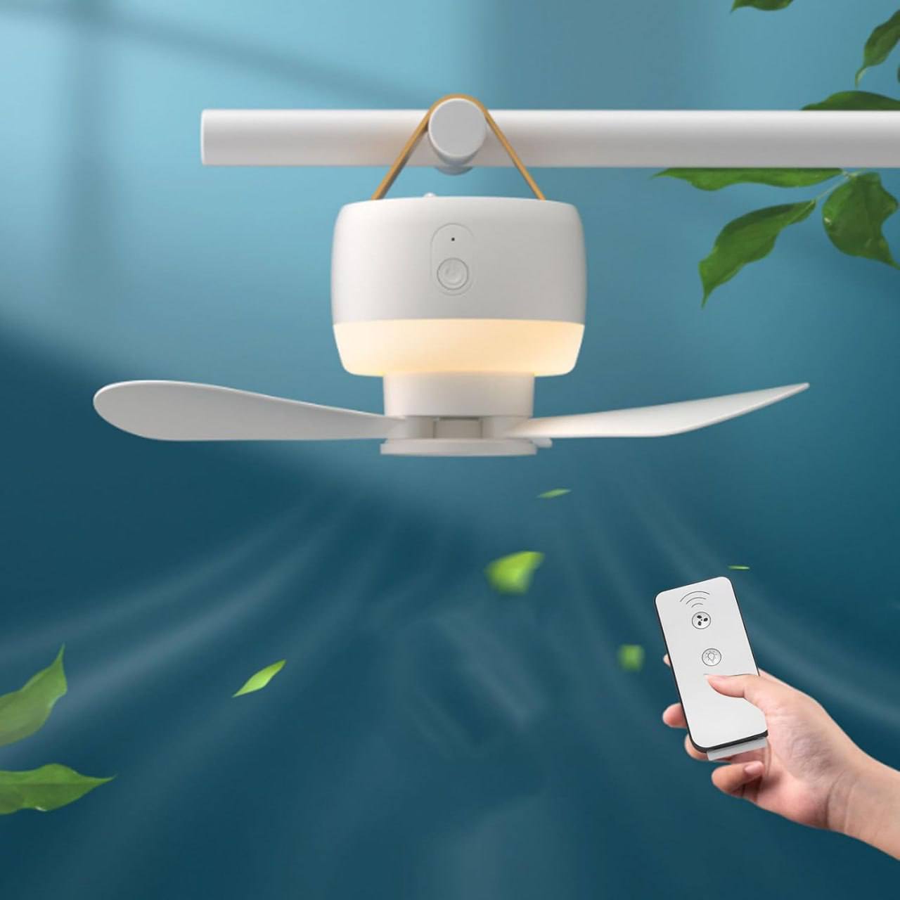Ventilador Portátil Recargable Con Lámpara + Trípode y Control Remoto