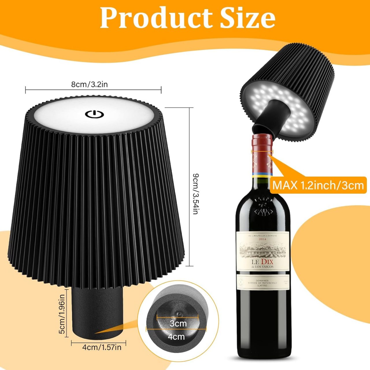 Lámpara LED Recargable para Botellas con Tapón Universal (10 cm)