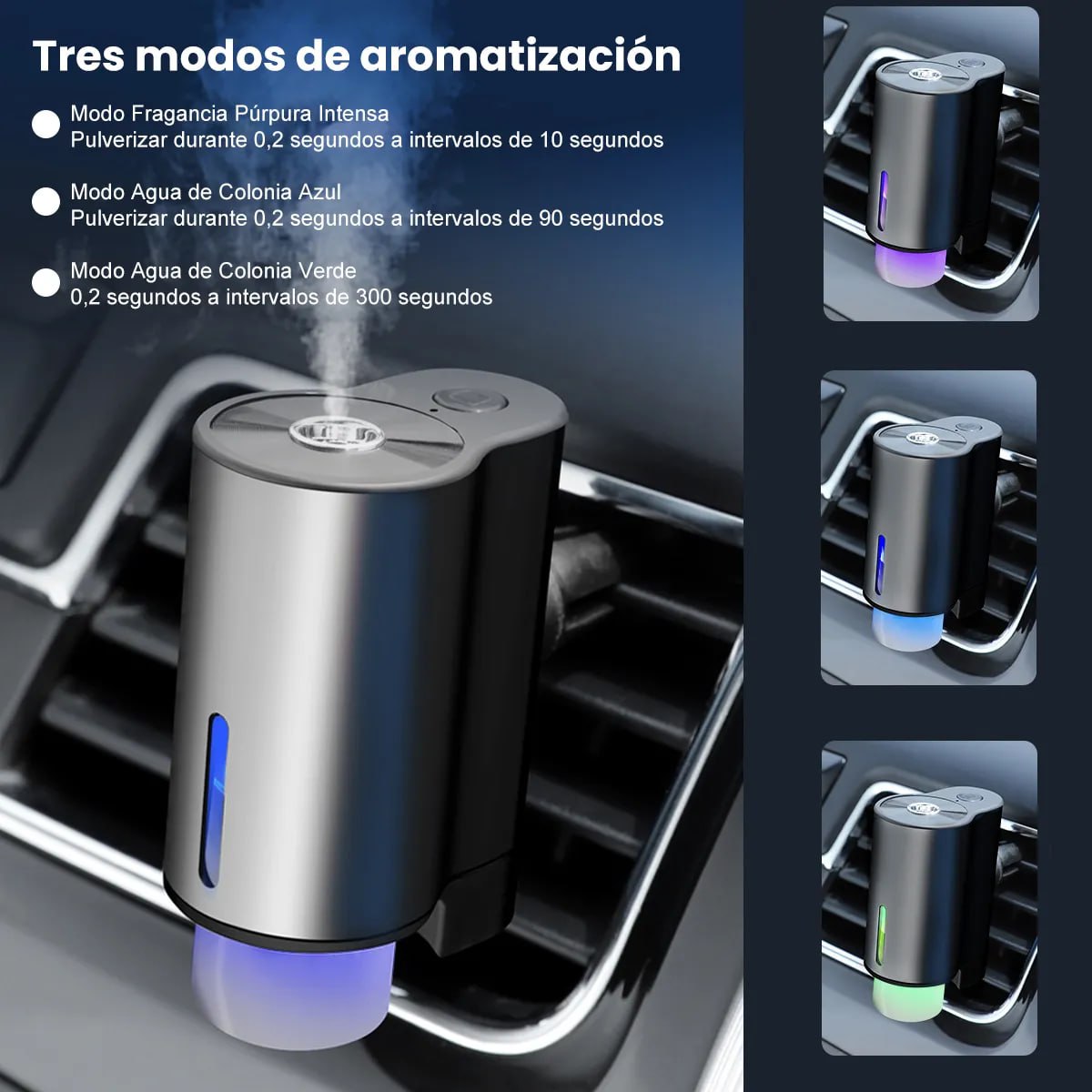 Difusor Humidificador Ambiental para Auto con Batería Recargable + 3 Esencias